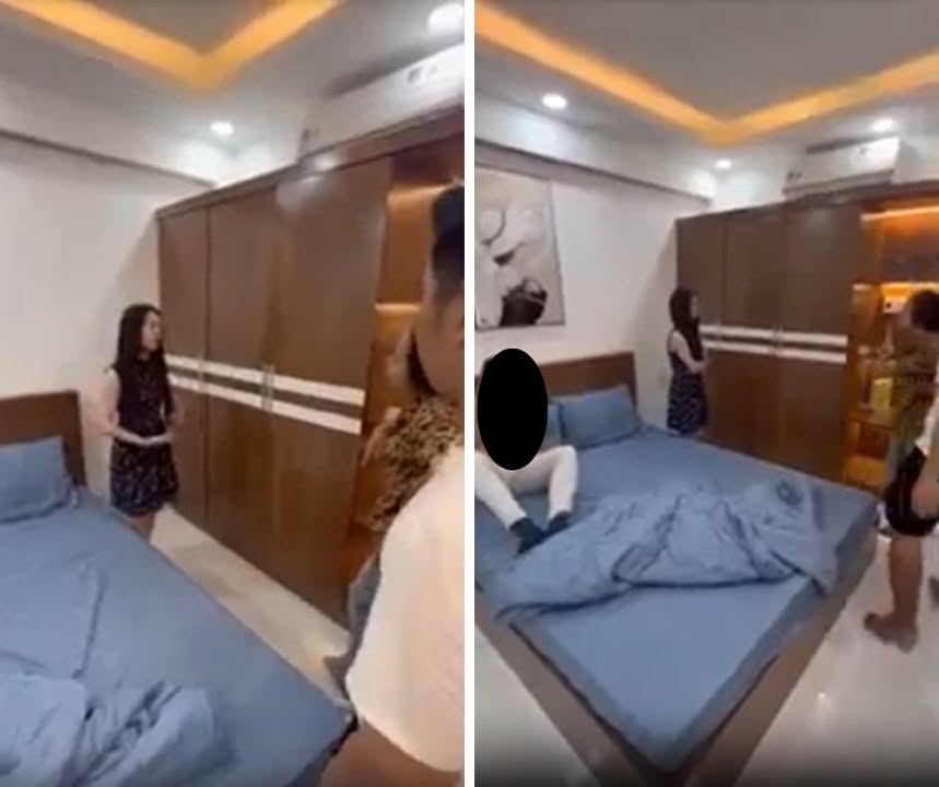 May be an image of one or more people, slow loris and bedroom